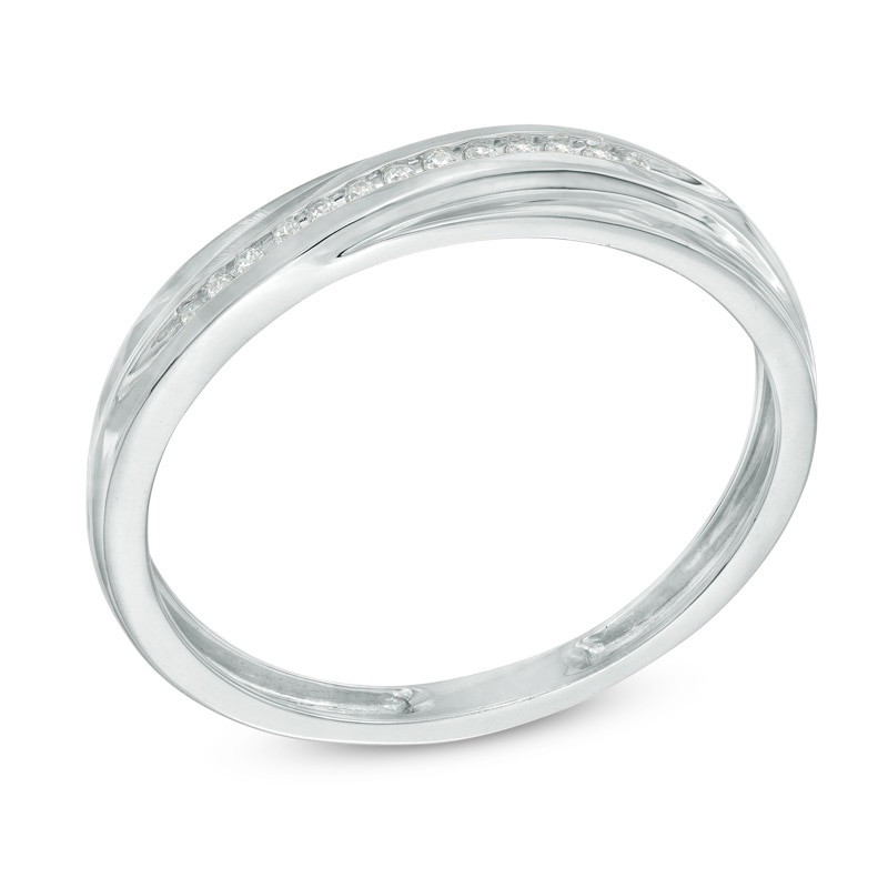 Main Image 2 of 1/20 Diamond Slant Wedding Band in 10K White Gold