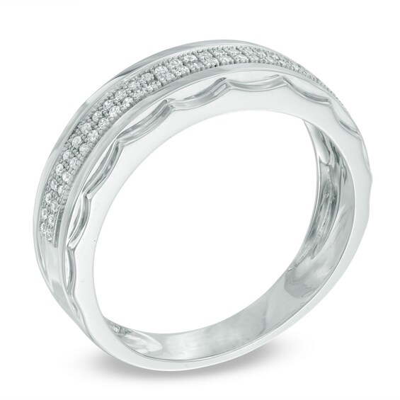 1/5 CT. T.w. Diamond Double Row Wedding Band in 10K White Gold
