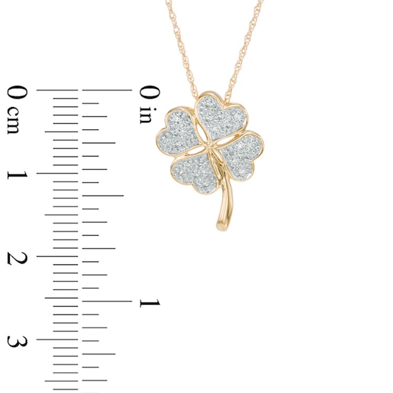 1/15 CT. T.w. Diamond Heart-Shaped Clover Pendant in 10K Gold