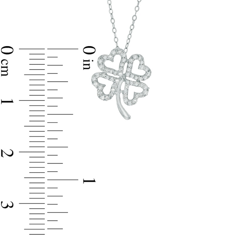 1/6 CT. T.W. Diamond Heart-Shaped Clover Outline Pendant in 10K White Gold - 17"