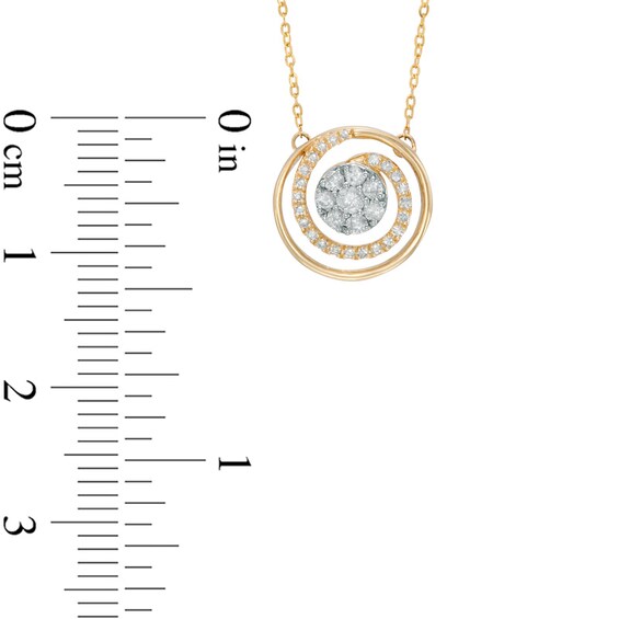 3/8 CT. T.W. Diamond Cluster Spiral Pendant and Earrings Set in 10K Gold - 17"