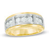 Thumbnail Image 1 of 1/2 CT. T.W. Diamond Seven Stone Bar Wedding Band in 10K Two-Tone Gold