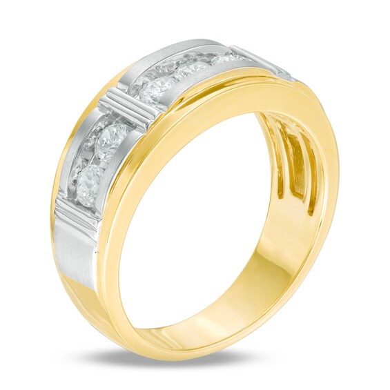 1/2 CT. T.w. Diamond Seven Stone Bar Wedding Band in 10K Two-Tone Gold