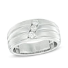 Thumbnail Image 1 of 1/3 CT. T.W. Diamond Three Stone Slant Triple Row Band in 10K White Gold
