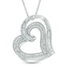 Thumbnail Image 0 of 1/2 CT. T.W. Diamond Tilted Double Heart Pendant in Sterling Silver