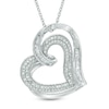 Thumbnail Image 1 of 1/2 CT. T.W. Diamond Tilted Double Heart Pendant in Sterling Silver