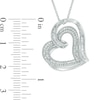 Thumbnail Image 1 of 1/2 CT. T.W. Diamond Tilted Double Heart Pendant in Sterling Silver