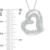 Thumbnail Image 2 of 1/2 CT. T.W. Diamond Tilted Double Heart Pendant in Sterling Silver
