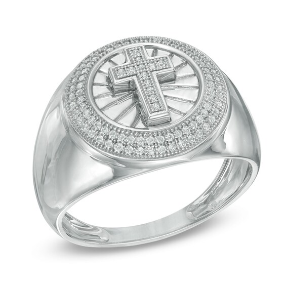 1/4 CT. T.w. Diamond Cross Ring in 10K White Gold