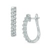 Thumbnail Image 1 of 1/5 CT. T.W. Diamond Double Row Cascading Hoop Earrings in 10K White Gold