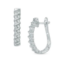1/5 CT. T.W. Diamond Double Row Cascading Hoop Earrings in 10K White Gold