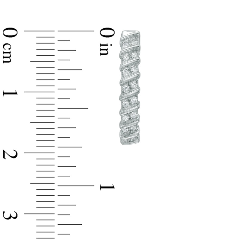 Main Image 2 of 1/5 CT. T.W. Diamond Double Row Cascading Hoop Earrings in 10K White Gold
