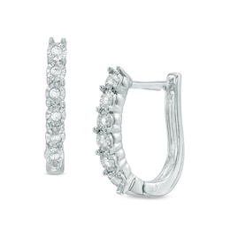 1/10 CT. T.W. Diamond U-Hoop Earrings in Sterling Silver