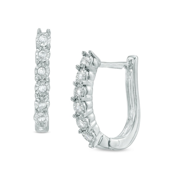 1/10 CT. T.w. Diamond U-Hoop Earrings in Sterling Silver