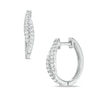 Thumbnail Image 0 of 1/4 CT. T.W. Diamond Wavy Double Row Hoop Earrings in 10K White Gold