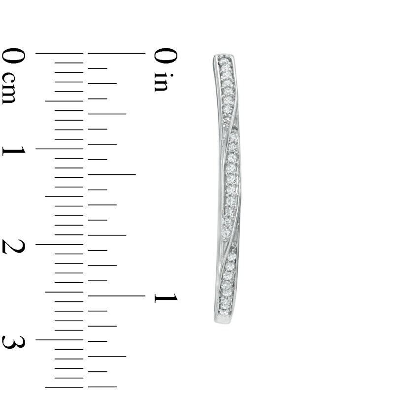 Main Image 2 of 1/5 CT. T.W. Diamond Twist Hoop Earrings in 10K White Gold