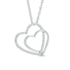 Thumbnail Image 1 of 1/8 CT. T.W. Diamond Double Tilted Heart Pendant in Sterling Silver