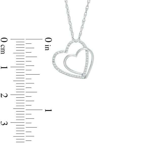 1/8 CT. T.w. Diamond Double Tilted Heart Pendant in Sterling Silver
