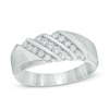 Thumbnail Image 1 of 1/2 CT. T.W. Diamond Three Row Slant Wedding Band in 10K White Gold