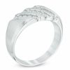 Thumbnail Image 2 of 1/2 CT. T.W. Diamond Three Row Slant Wedding Band in 10K White Gold