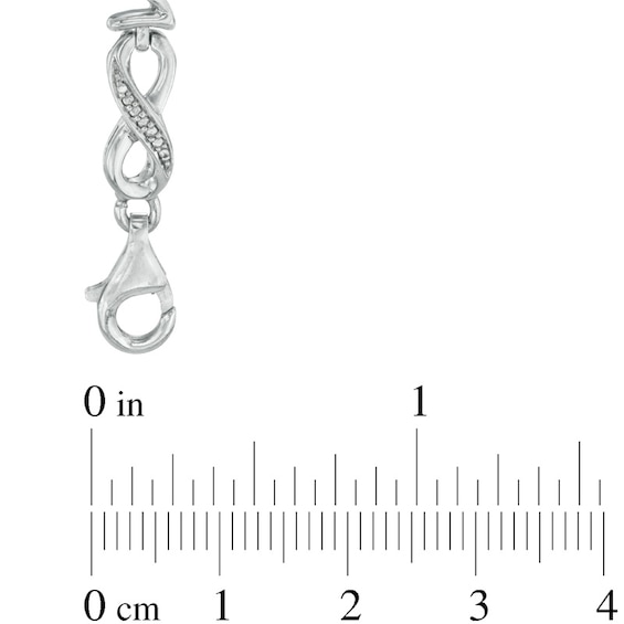 Diamond Accent Alternating Mom Infinity Link Bracelet in Sterling Silver - 7.5"