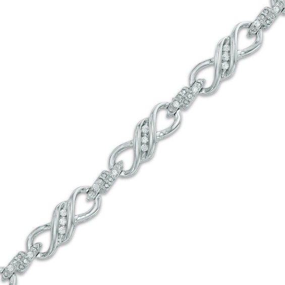 1/4 CT. T.w. Diamond Infinity Link Bracelet in 10K White Gold - 7.25"