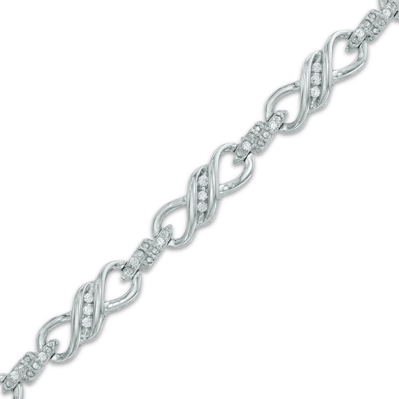 1/4 CT. T.W. Diamond Infinity Link Bracelet in 10K White Gold - 7.25"