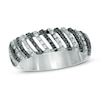 Thumbnail Image 0 of 1/3 CT. T.W. Enhanced Black and White Diamond Striped Dome Ring in Sterling Silver