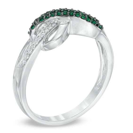 1/5 CT. T.w. Enhanced Green and White Diamond Infinity Ring in Sterling Silver