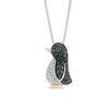 Thumbnail Image 1 of 1/4 CT. T.W. Enhanced Black and White Diamond Penguin Pendant in Sterling Silver and 14K Gold