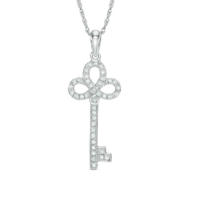 T.W. Diamond Clover Top Key Pendant 
