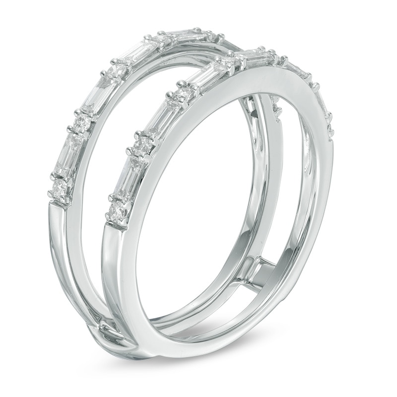Main Image 2 of 1/2 CT. T.W. Baguette and Round Diamond Solitaire Enhancer in 14K White Gold