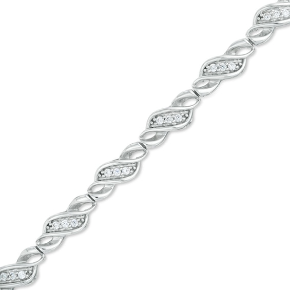 1/2 CT. T.w. Diamond Cascading Three Stone Bracelet in Sterling Silver
