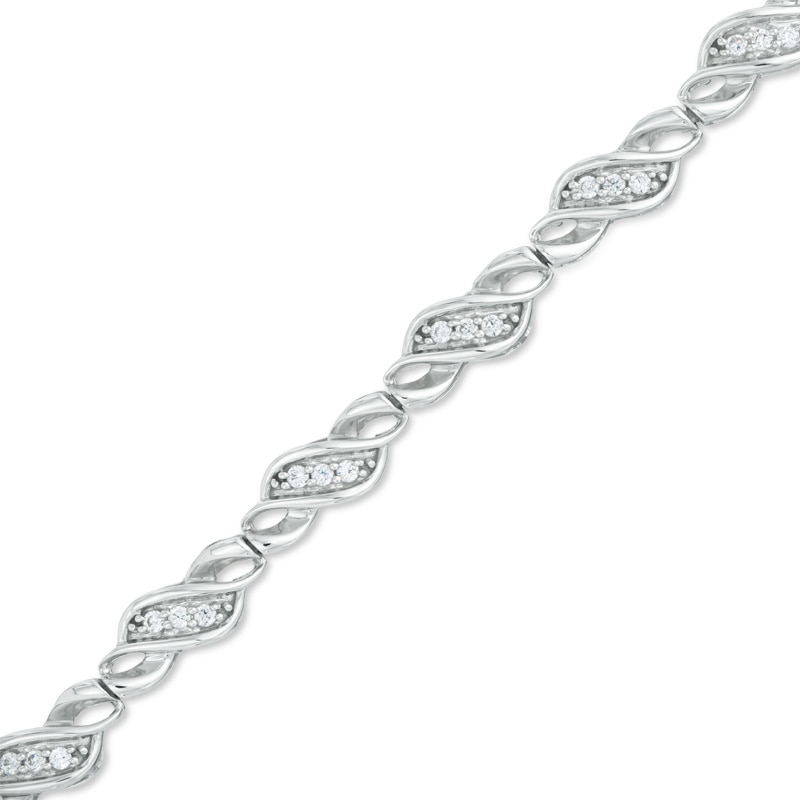 Main Image 1 of 1/2 CT. T.W. Diamond Cascading Three Stone Bracelet in Sterling Silver