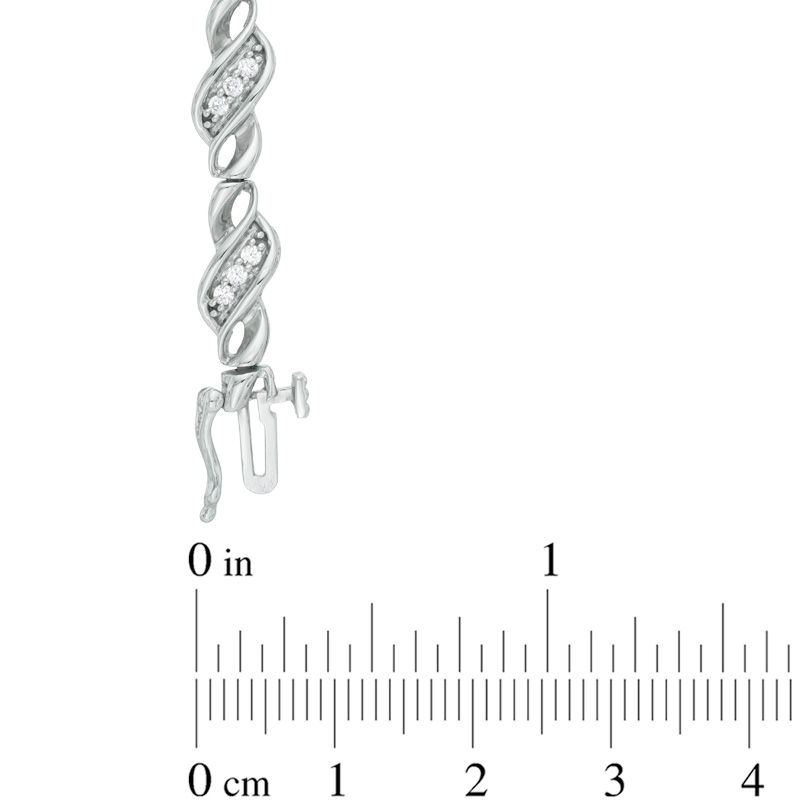 Main Image 2 of 1/2 CT. T.W. Diamond Cascading Three Stone Bracelet in Sterling Silver