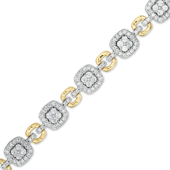 2-1/2 CT. T.w. Diamond Square Alternating Link Bracelet in 10K Two-Tone Gold