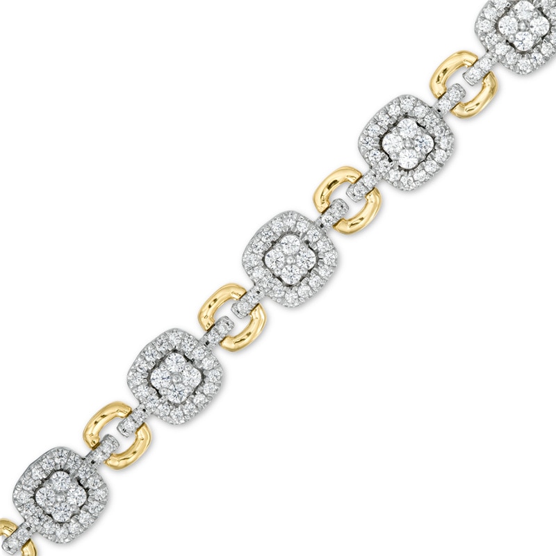 2-1/2 CT. T.W. Diamond Square Alternating Link Bracelet in 10K Two-Tone Gold