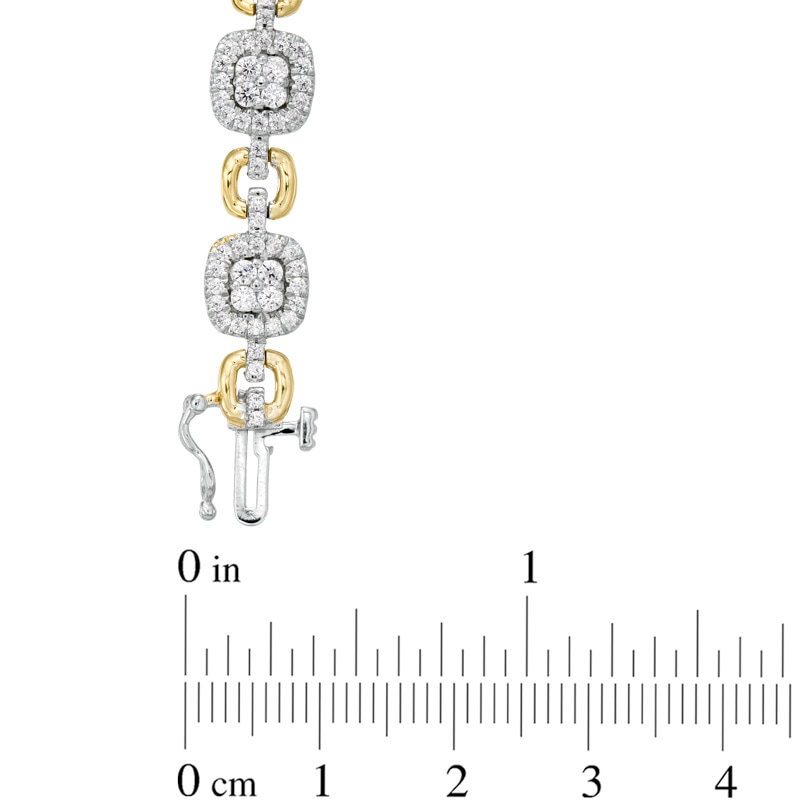 2-1/2 CT. T.W. Diamond Square Alternating Link Bracelet in 10K Two-Tone Gold