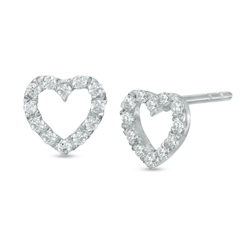 1/4 CT. T.W. Diamond Heart Outline Stud Earrings in 10K White Gold