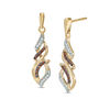 Thumbnail Image 0 of 1/5 CT. T.W. Champagne and White Diamond Cascading Flame Drop Earrings in 10K Gold