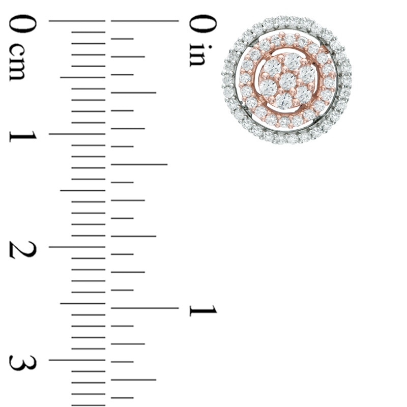 Main Image 2 of 5/8 CT. T.W. Multi-Diamond Double Frame Stud Earrings in 10K Two-Tone Gold
