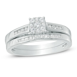 1/3 CT. T.W. Multi-Diamond Bridal Set in 10K White Gold