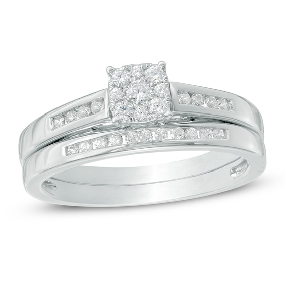 1/3 CT. T.w. Multi-Diamond Bridal Set in 10K White Gold