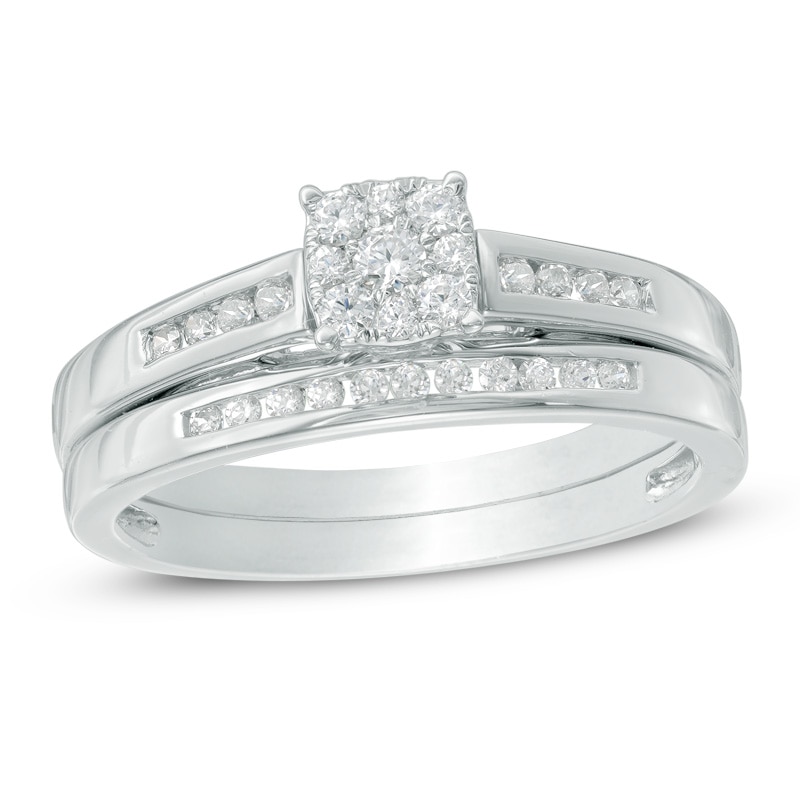 Main Image 1 of 1/3 CT. T.W. Multi-Diamond Bridal Set in 10K White Gold