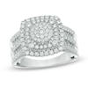 Thumbnail Image 1 of 1 CT. T.W. Multi-Diamond Layered Square Frame Ring in 10K White Gold