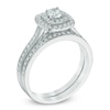 Thumbnail Image 2 of 3/4 CT. T.W. Diamond Double Square Frame Bridal Set in 10K White Gold