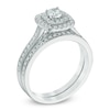 Thumbnail Image 1 of 3/4 CT. T.W. Diamond Double Square Frame Bridal Set in 10K White Gold