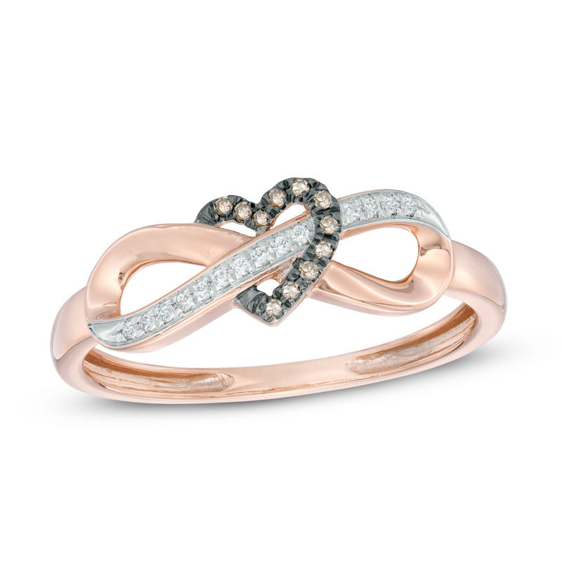 1/20 CT. T.W. Enhanced Champagne and White Diamond Infinity Heart