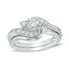 Thumbnail Image 0 of 3/8 CT. T.W. Slant Three Stone Bridal Set in 10K White Gold