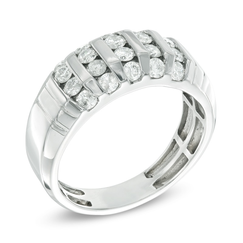 Men's 1 CT. T.W. Diamond Dome Anniversary Band in 10K White Gold